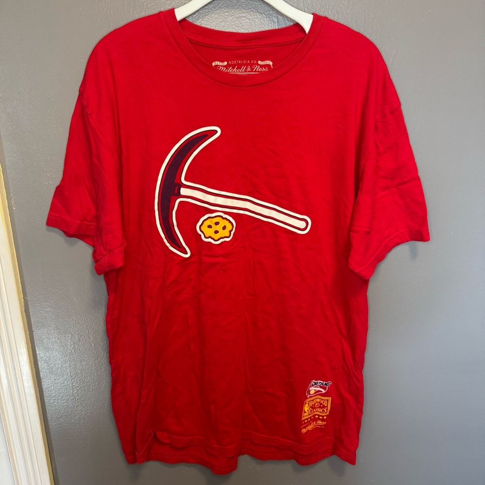 Mitchell & Ness Mens XL Denver Nuggets Pickaxe And A Cookie Red Shirt